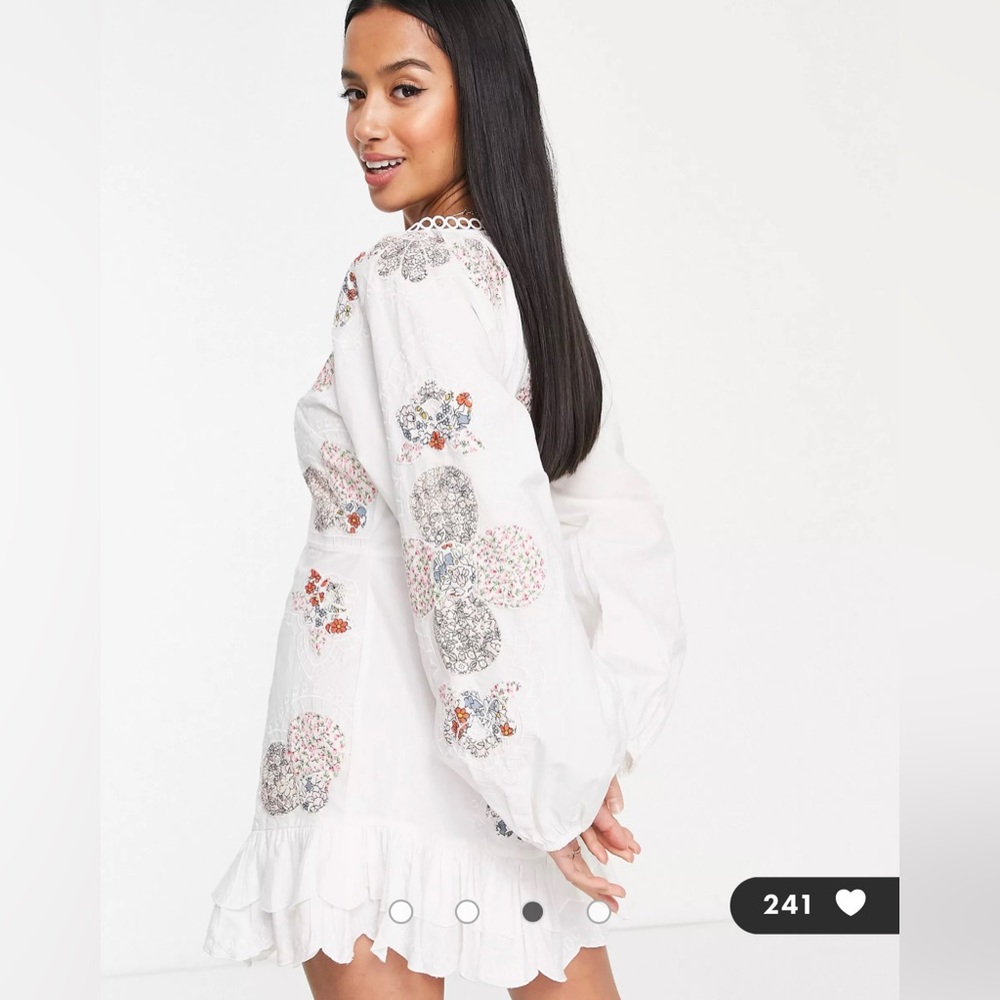 Asos Design Petite Embroidered Patchwork Printed … - image 2